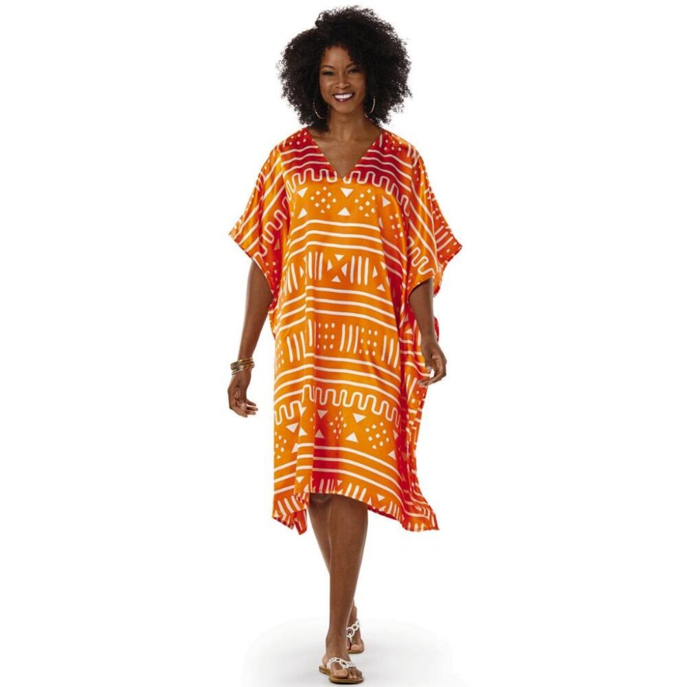 Luxurious Encoded Print Short Caftan